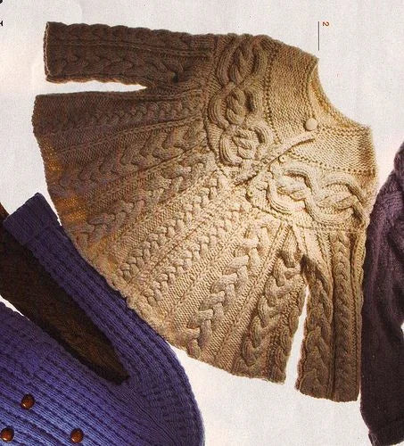 ESTER C. TRADITIONAL ARAN SWEATER HAND KNITTED