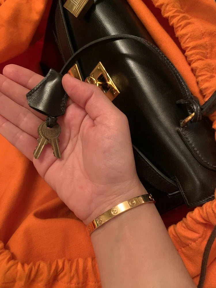 HERMÈS KELLY HERITAGE BOX BLACK LEATHER 28 HANDBAG