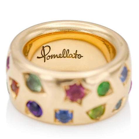 POMELLATO Iconica Large Ring Gold Gem Stone Ring