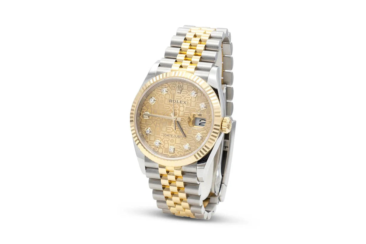 Rolex Two-Toned Gold Logo Face Datejust Watch
